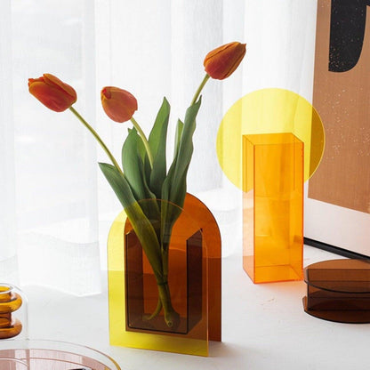 Clear Acrylic Flower Vase Set Sculptural Geometric Shapes for Table Centerpiece Mantel Shelf Display Home Interior Styling Fresh or Dried St