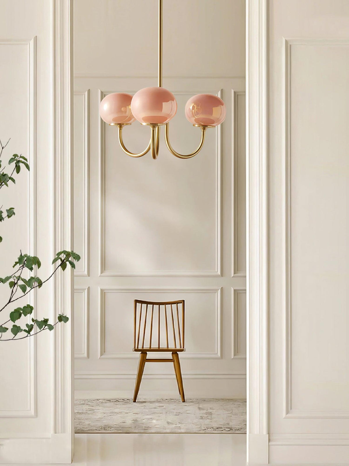 Handblown Glass Globe Chandelier with Gold or Chrome Finish – 3 or 5 Light Dining Room Pendant for Kitchen Island, Bedroom, Living Room