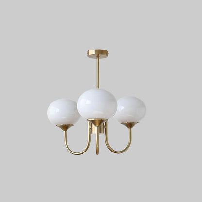 Handblown Glass Globe Chandelier with Gold or Chrome Finish – 3 or 5 Light Dining Room Pendant for Kitchen Island, Bedroom, Living Room