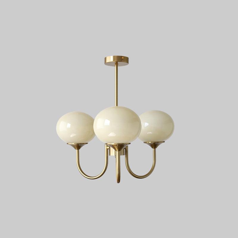 Handblown Glass Globe Chandelier with Gold or Chrome Finish – 3 or 5 Light Dining Room Pendant for Kitchen Island, Bedroom, Living Room