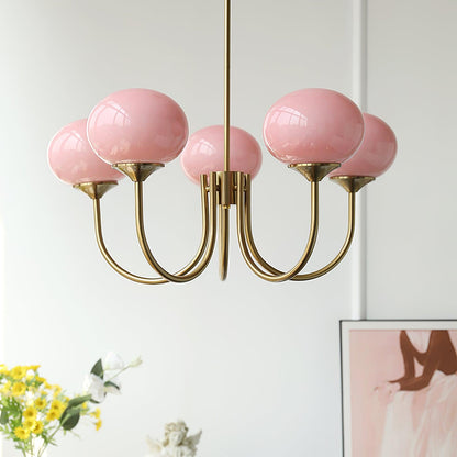 Handblown Glass Globe Chandelier with Gold or Chrome Finish – 3 or 5 Light Dining Room Pendant for Kitchen Island, Bedroom, Living Room