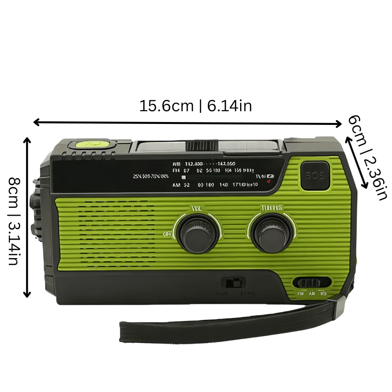 Emergency Weather Radio with Hand Crank & Solar Charging, 4000mAh Power Bank, AM/FM, SOS Alarm, LED Flashlight
