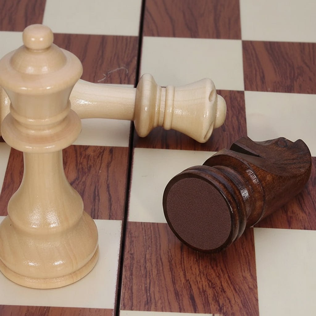 Handcrafted Wooden Chess Set with Folding Board and Solid Wood Pieces for Home, Travel & Tournament Play