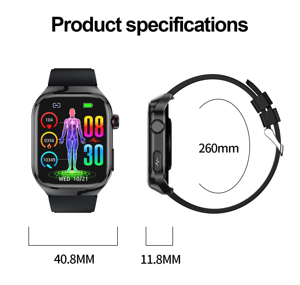 Maxwell Health | Reloj inteligente con monitoreo de glucosa en sangre y ECG | Llamadas Bluetooth para un seguimiento integral del bienestar
