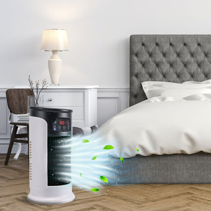 Personal Evaporative Air Cooler with Humidifier 18W Freestanding Fan Tower for Bedroom Dorm Office Desktop Tabletop Rooms