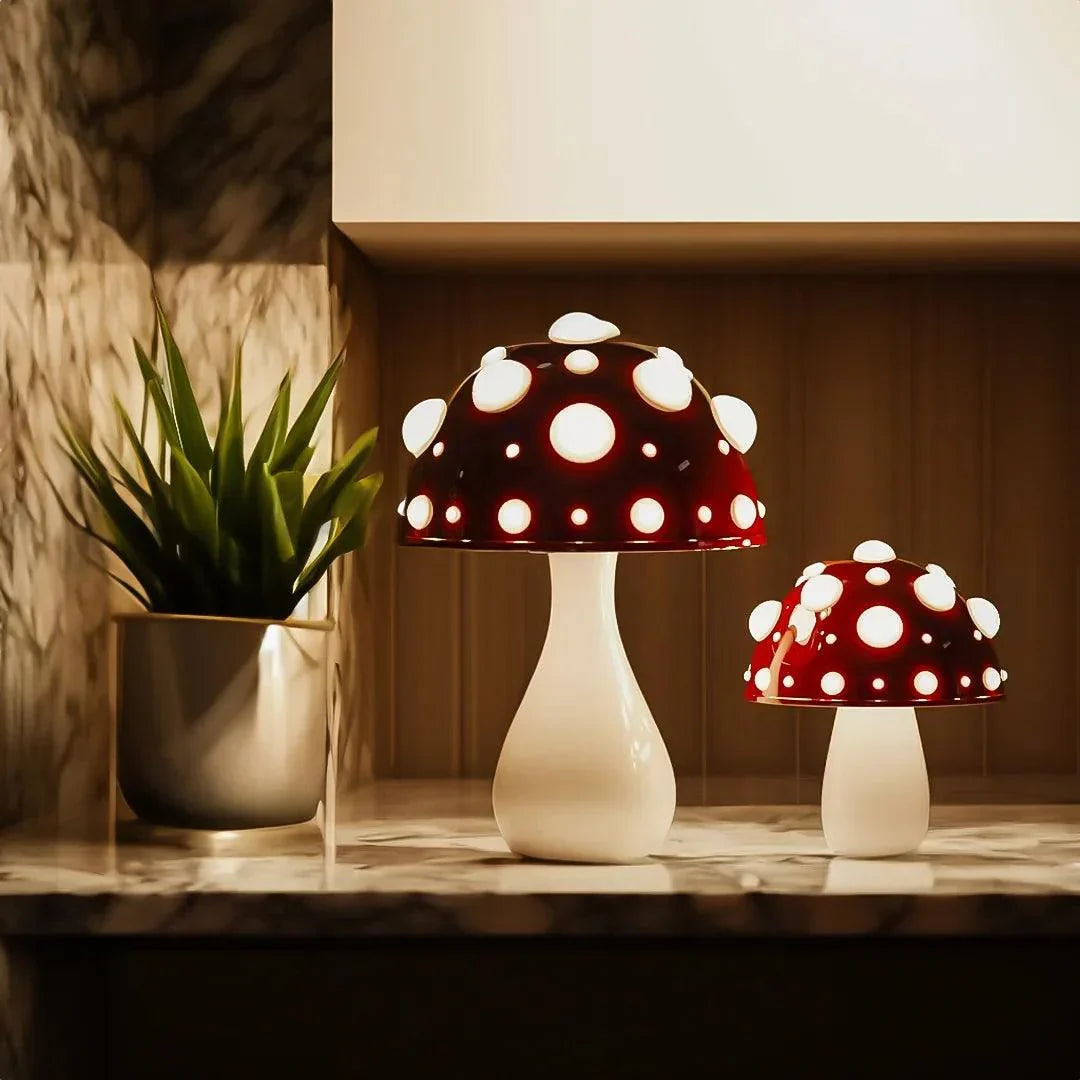 Mushroom LED Nightstand Light Cordless Rechargeable 3 Brightness Modes Dome Accent Lamp 12 in Aluminum Bedroom Office Ambient Reading Desk L