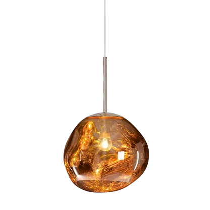 Sculpted Glass Pendant Light with Adjustable Cord for Dining Room & Living Room | Modern Ceiling Lighting Fixture