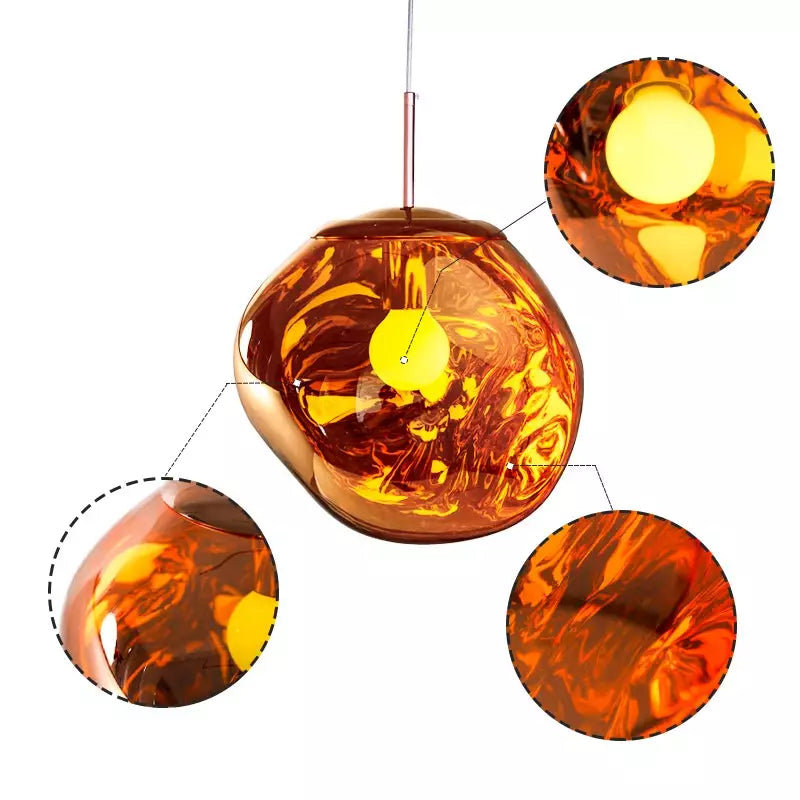 Sculpted Glass Pendant Light with Adjustable Cord for Dining Room & Living Room | Modern Ceiling Lighting Fixture