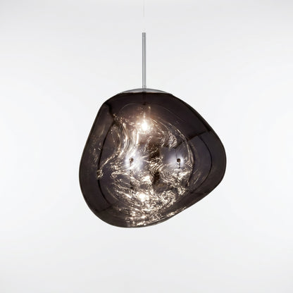 Reflective Globe Pendant Light with Molten Core Glow – Modern Acrylic LED Ceiling Lamp for Dining Room, Kitchen Island, Entryway – Warm
