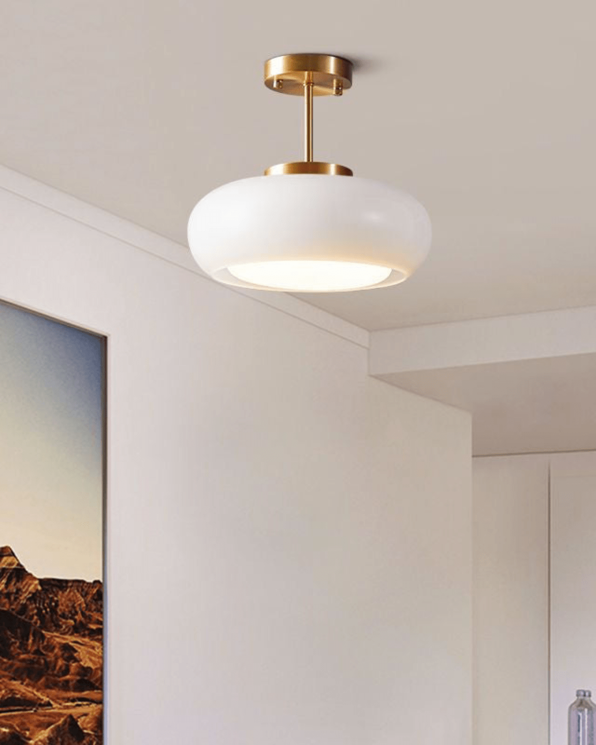 Spherical Glass Hanging Light 16 Inches Warm Glow Iron Frame E27 Socket for Kitchen Island Dining Room Modern Downlight Fixture