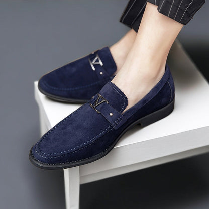 Men's Dress Loafers with Metal Buckle Detail – Slip-On Formal Shoes – Anti-Slip Rubber Sole – Classic Office Footwear for Work, Weddings &