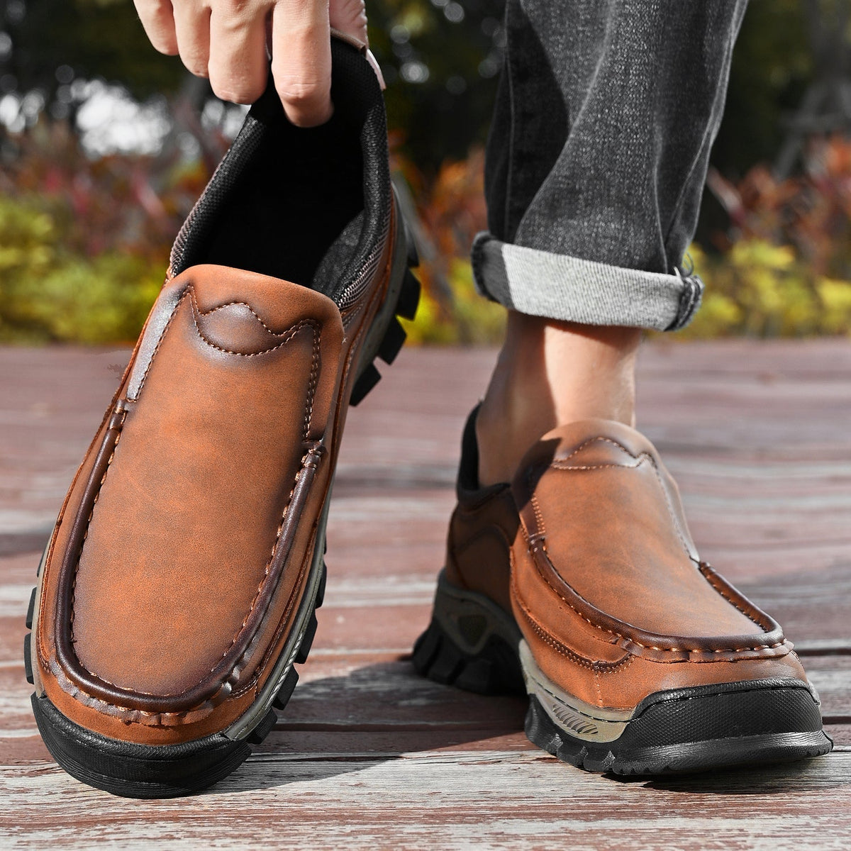 Men's Slip-On Footbed Loafers for All-Day Arch Support & Alignment | Cushioned Walking Sneakers with Ergonomic Sole for Pain Relief &