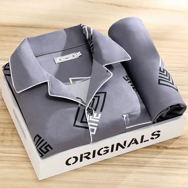 Men's Classic Lounge Shirt & Pant Set – Lightweight Cotton Sleepwear for All Seasons