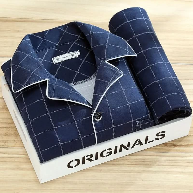 Men's Classic Lounge Shirt & Pant Set – Lightweight Cotton Sleepwear for All Seasons