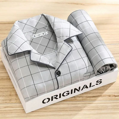 Men's Classic Lounge Shirt & Pant Set – Lightweight Cotton Sleepwear for All Seasons