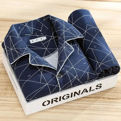 Men's Classic Lounge Shirt & Pant Set – Lightweight Cotton Sleepwear for All Seasons