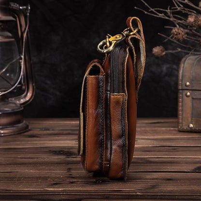 Men's Waist Belt Pouch – Genuine Cowhide Hip Pack with RF Shielding Lining for Phone & Essentials