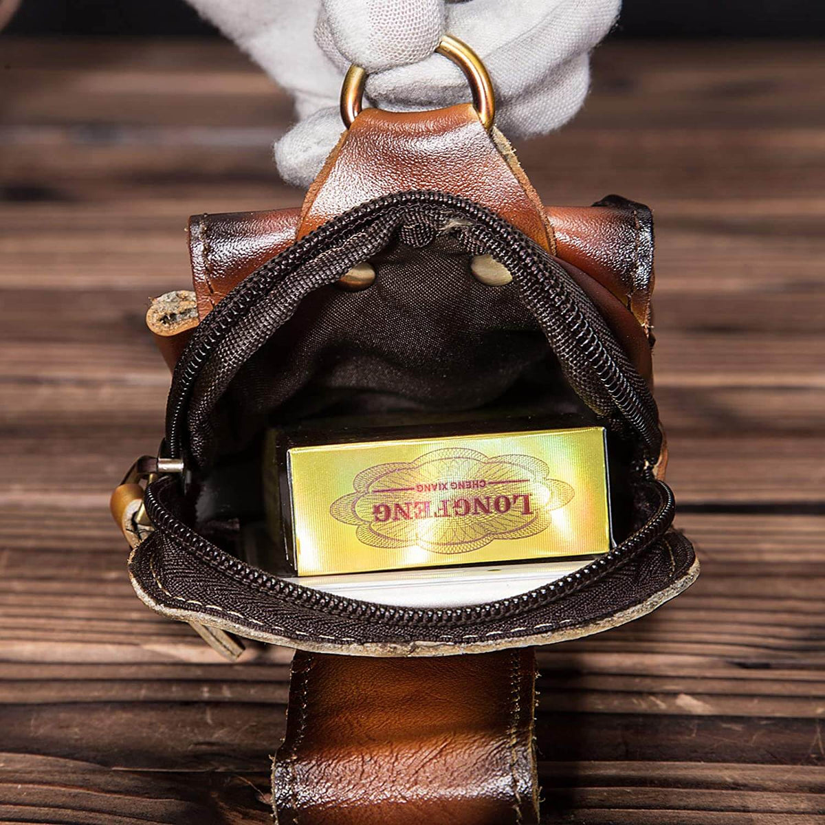 Men's Waist Belt Pouch – Genuine Cowhide Hip Pack with RF Shielding Lining for Phone & Essentials