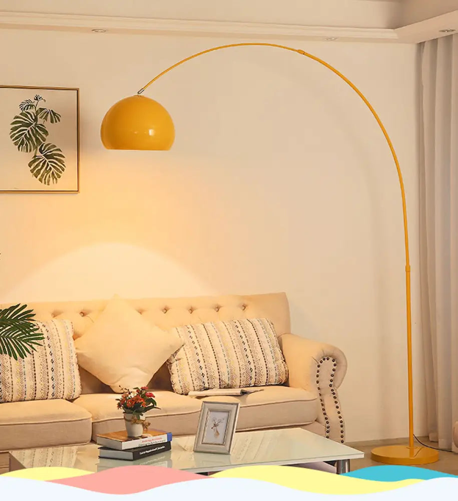 Steel Arc Floor Lamp with Rippled Metal Shade – Adjustable Rod Design for Living Room, Bedroom & Kids' Spaces