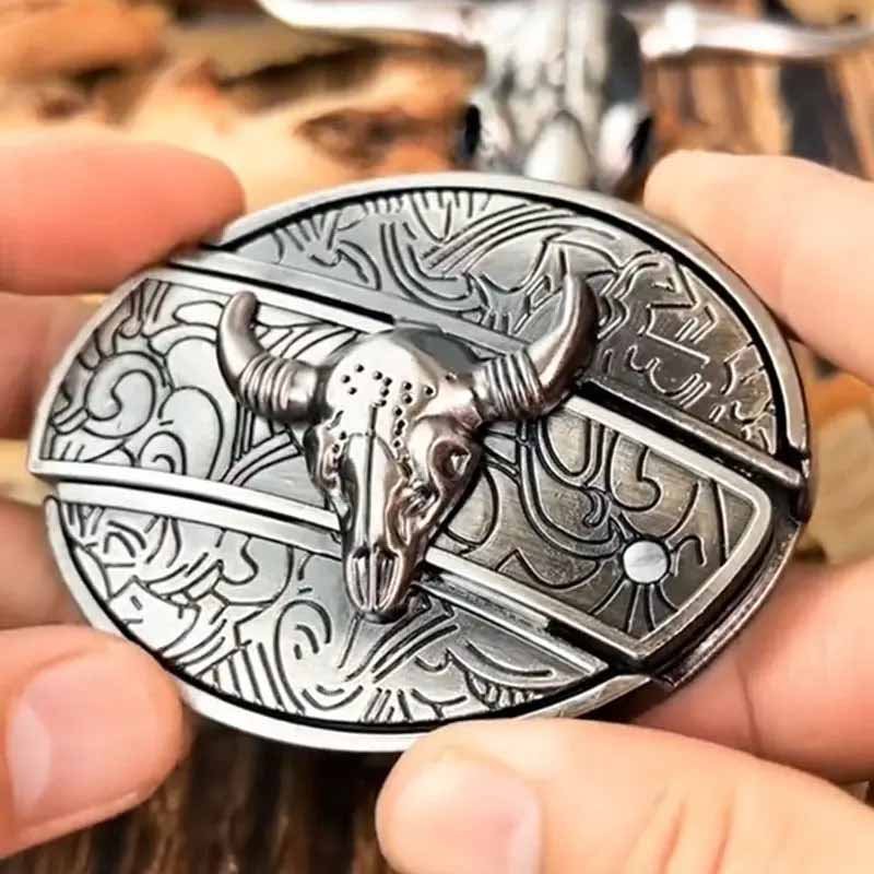 Western Engraved Zinc Alloy Accessory for 1.5 in Straps with Concealed Utility Tool for Men | Rodeo Ranch Rider Apparel