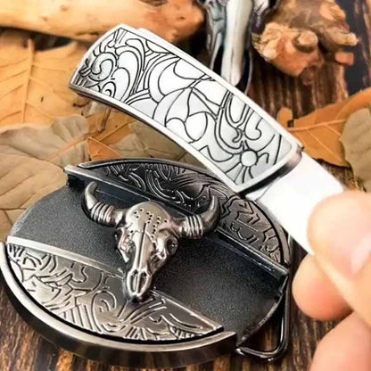 Western Engraved Zinc Alloy Accessory for 1.5 in Straps with Concealed Utility Tool for Men | Rodeo Ranch Rider Apparel
