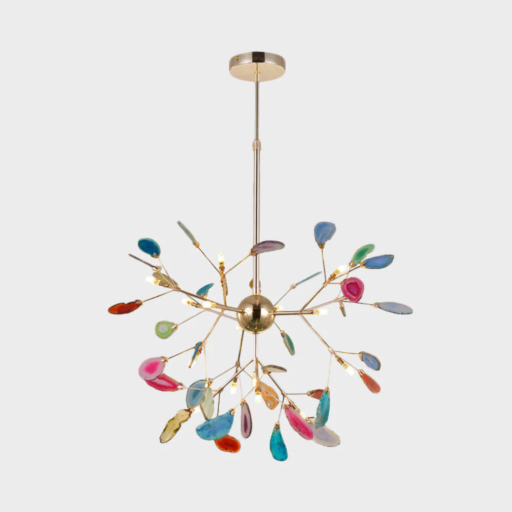 Agate Branch Chandelier 23-Inch Gold Finish Multi-Arm Adjustable G4 Fixture for Dining Room Living Room Statement Lighting Multicolor Natura