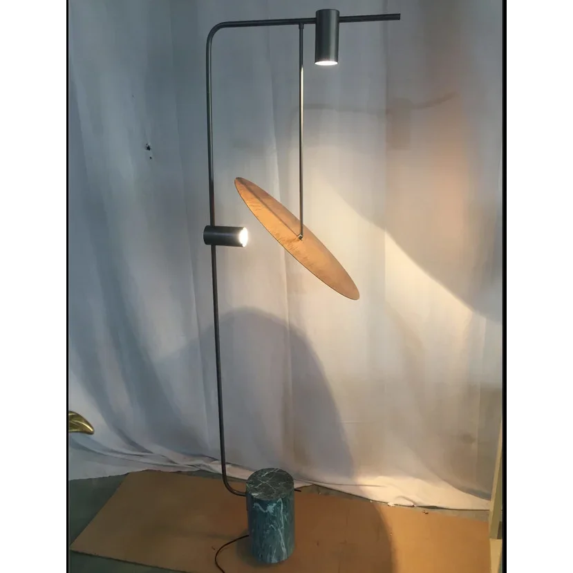 Uplight Downlight Standing Lamp 67 in Tall Green Marble Base Metal Pole Ambient Task Light for Bedroom Office Living Space