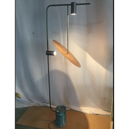 Uplight Downlight Standing Lamp 67 in Tall Green Marble Base Metal Pole Ambient Task Light for Bedroom Office Living Space