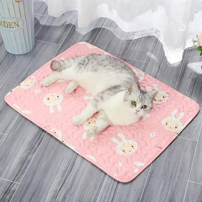 Self-Cooling Pet Bed Mat with Non-Slip Base for Cats & Dogs – Washable Heat-Regulating Fabric, 3 Sizes Available