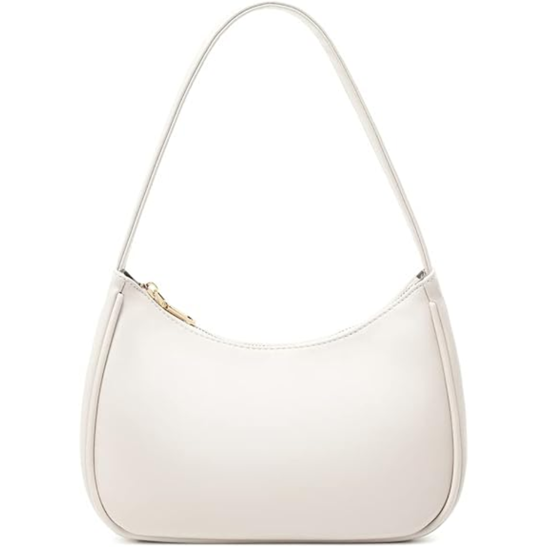 Compact Zippered Shoulder Bag for Women - Curved Silhouette Purse for Daily Essentials - Versatile Handbag Crossbody or Clutch - Lightweight
