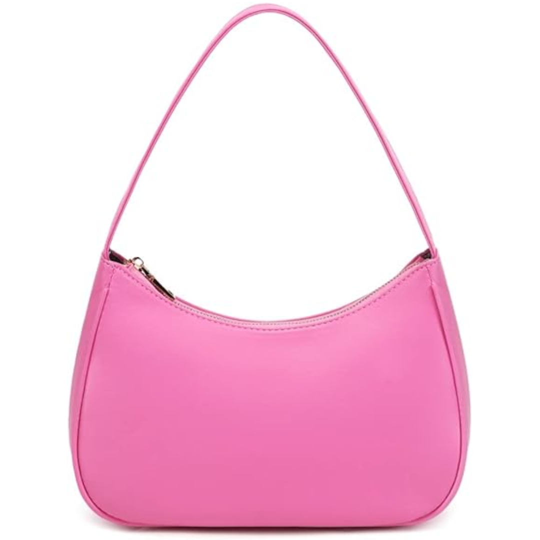 Compact Zippered Shoulder Bag for Women - Curved Silhouette Purse for Daily Essentials - Versatile Handbag Crossbody or Clutch - Lightweight
