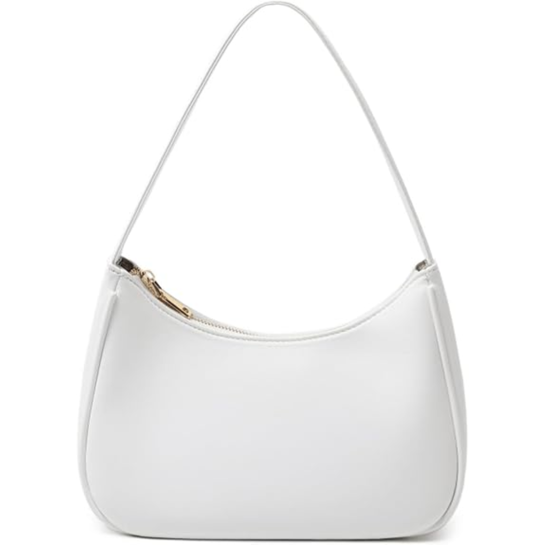 Compact Zippered Shoulder Bag for Women - Curved Silhouette Purse for Daily Essentials - Versatile Handbag Crossbody or Clutch - Lightweight