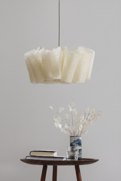 Woven Fabric Pendant Light with Iron Frame for Dining Room & Bedroom – Soft Ambient Overhead Lighting Fixture for 110–160 sq ft Spaces – Min
