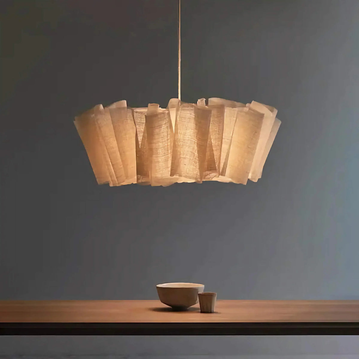 Woven Fabric Pendant Light with Iron Frame for Dining Room & Bedroom – Soft Ambient Overhead Lighting Fixture for 110–160 sq ft Spaces – Min