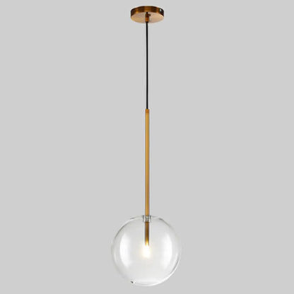 Clear Glass Globe Pendant Light with Gold Finish for Kitchen Island Dining Room Bedroom | Modern Hanging Ceiling Fixture