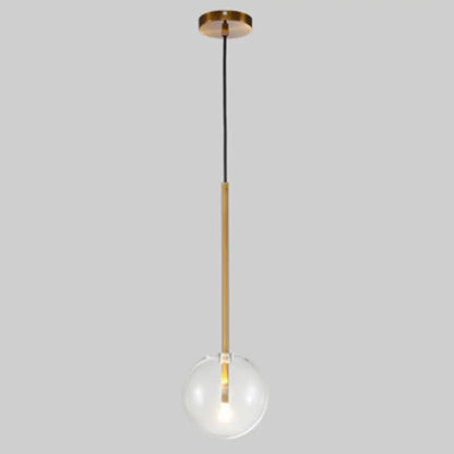 Clear Glass Globe Pendant Light with Gold Finish for Kitchen Island Dining Room Bedroom | Modern Hanging Ceiling Fixture