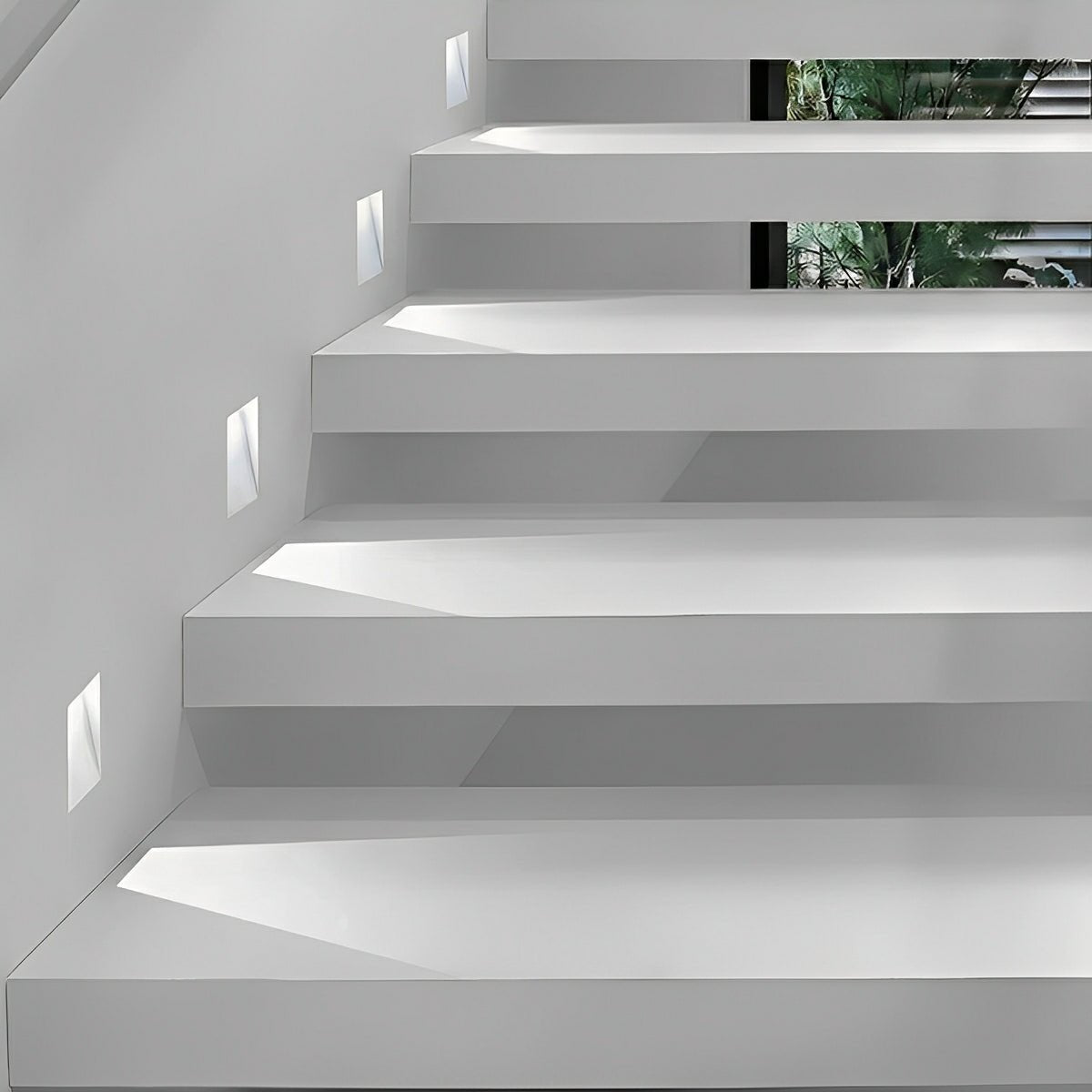 Motion Sensor LED Recessed Step Light White Aluminum 4 in x 1.8 in x 7.9 in for Stairs Hallways Bedrooms Night Safety Lighting Indoor Flush