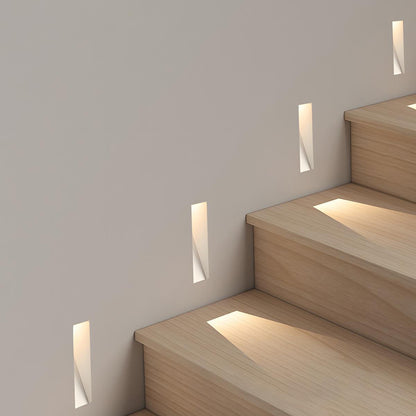 Motion Sensor LED Recessed Step Light White Aluminum 4 in x 1.8 in x 7.9 in for Stairs Hallways Bedrooms Night Safety Lighting Indoor Flush