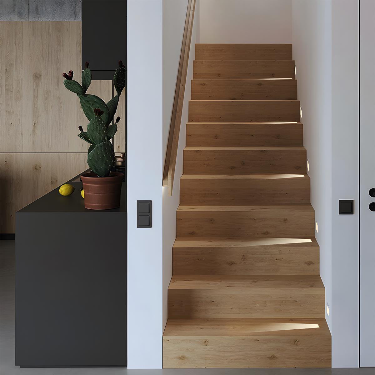Motion Sensor LED Recessed Step Light White Aluminum 4 in x 1.8 in x 7.9 in for Stairs Hallways Bedrooms Night Safety Lighting Indoor Flush