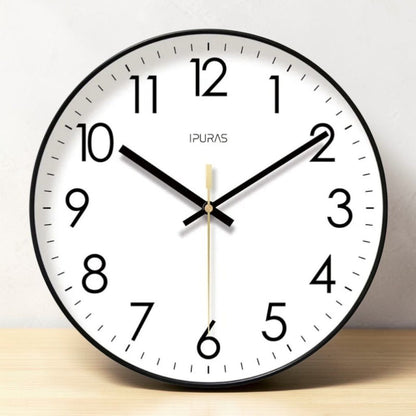 Silent Wall Clock with Glass Face – Modern Scandinavian Design for Home & Office – 10, 12 or 14 Inch
