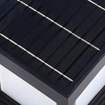 Square Pillar Post Cap Light Matte Black Aluminum Solar or Hardwired LED Fixture for Outdoor Pathways Fence Gate Columns Deck Patio Garden E