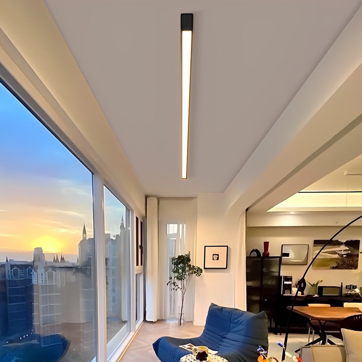 Dimmable LED Flush Mount Light Bar – Aluminum Low-Profile Strip Ceiling Fixture for Kitchen, Hallway, Bedroom – Remote Adjustable Color Temp