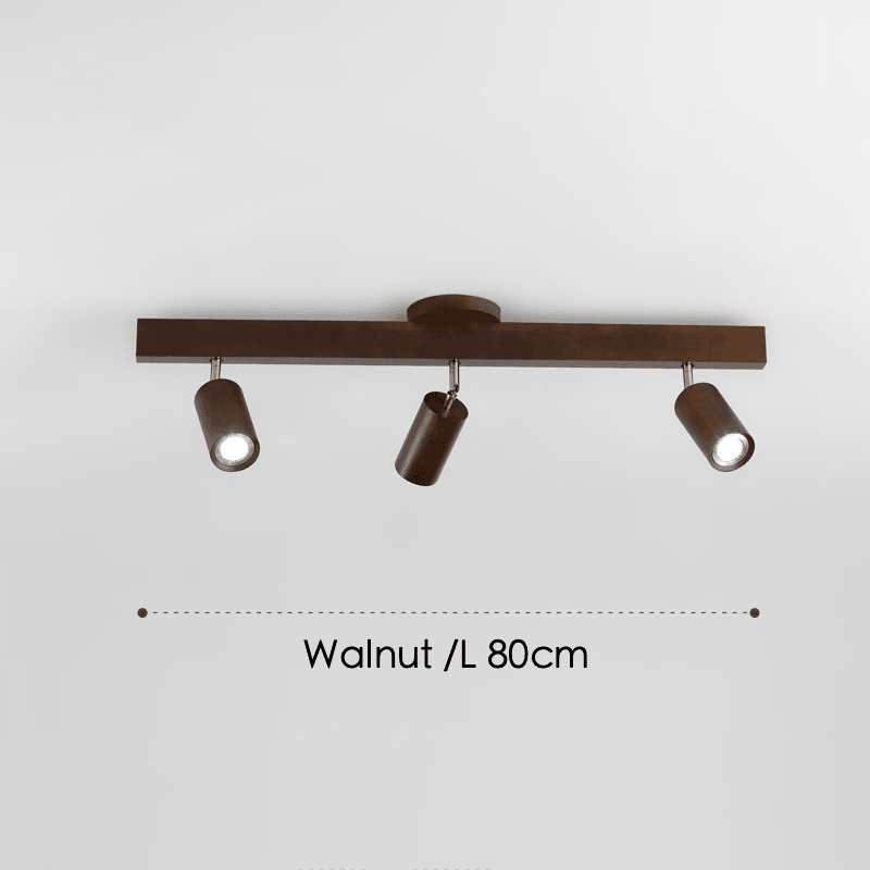 Wooden Track Light with Adjustable Spotlights for Kitchen, Dining Room & Bedroom – 47 in Natural Wood Ceiling Fixture – 1 to 5 Heads