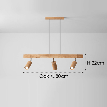 Wooden Track Light with Adjustable Spotlights for Kitchen, Dining Room & Bedroom – 47 in Natural Wood Ceiling Fixture – 1 to 5 Heads