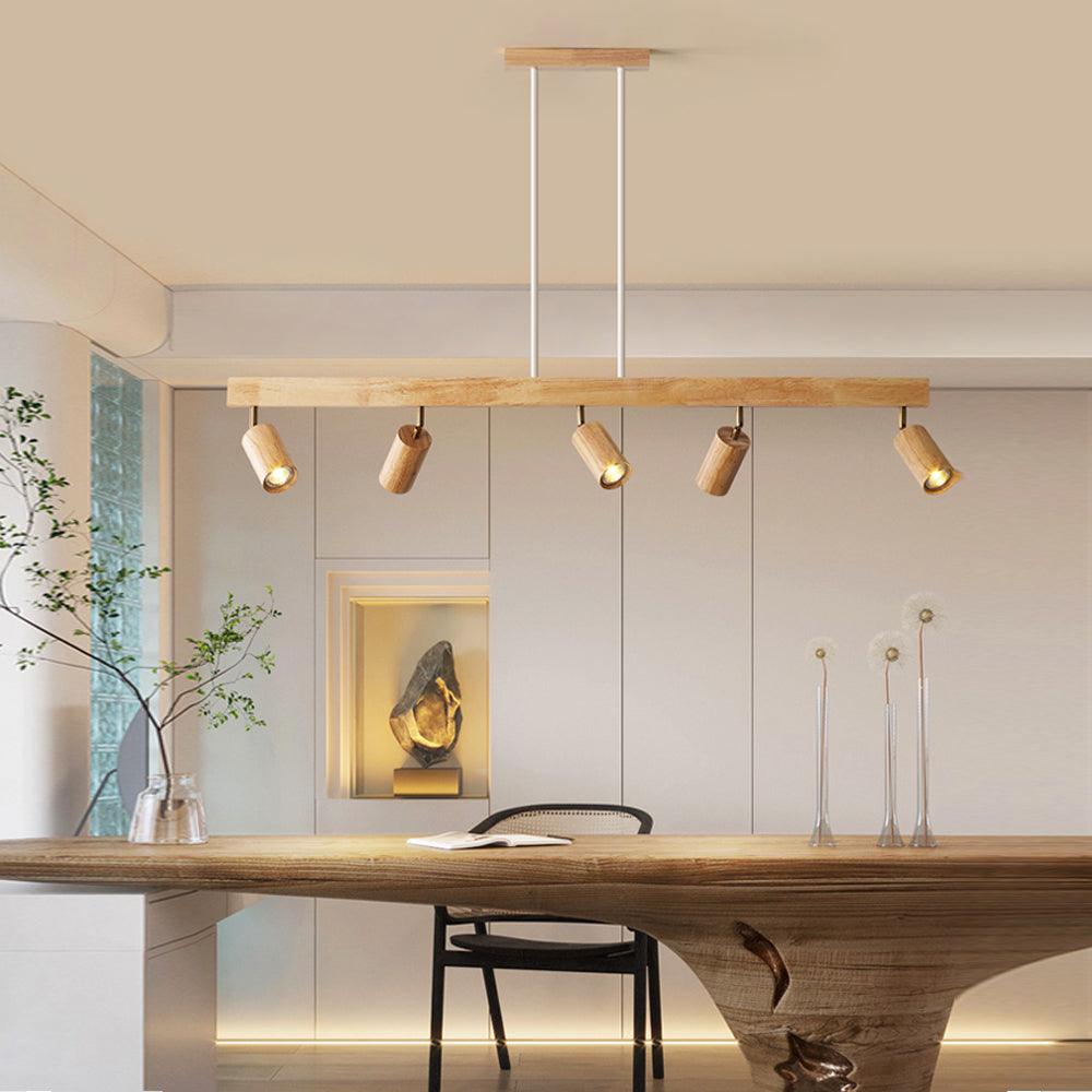 Adjustable Wood Ceiling Spotlight – Natural Timber Rotating Track Light for Living Room, Bedroom, Kitchen – Scandinavian Modern Flush Mount