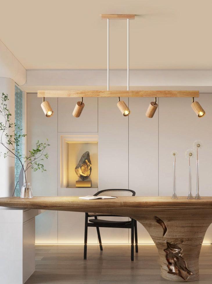 Adjustable Wood Ceiling Spotlight – Natural Timber Rotating Track Light for Living Room, Bedroom, Kitchen – Scandinavian Modern Flush Mount