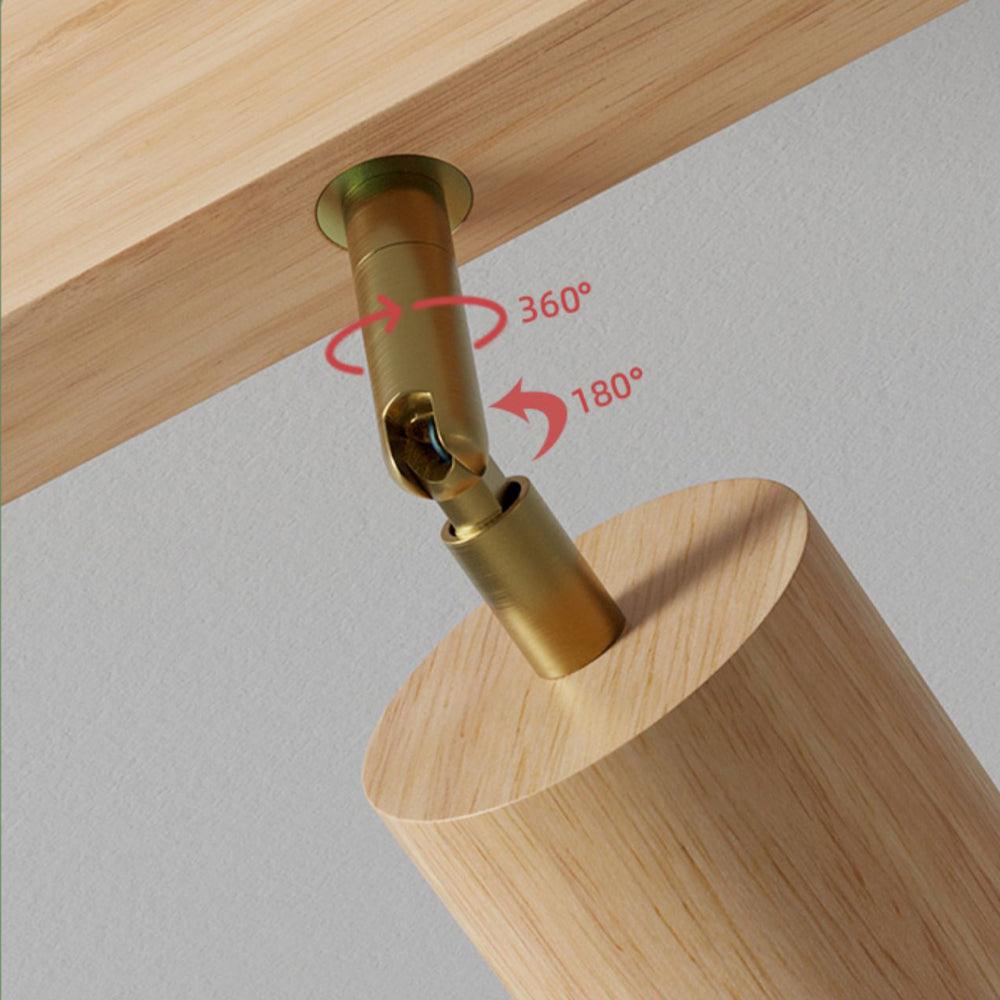 Adjustable Wood Ceiling Spotlight – Natural Timber Rotating Track Light for Living Room, Bedroom, Kitchen – Scandinavian Modern Flush Mount