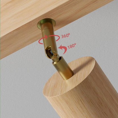 Adjustable Wood Ceiling Spotlight – Natural Timber Rotating Track Light for Living Room, Bedroom, Kitchen – Scandinavian Modern Flush Mount
