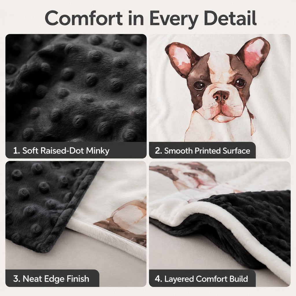 Ortekor Layered Minky Pet Comfort Blanket for Dog Beds, Quiet Corners & Noisy Moments