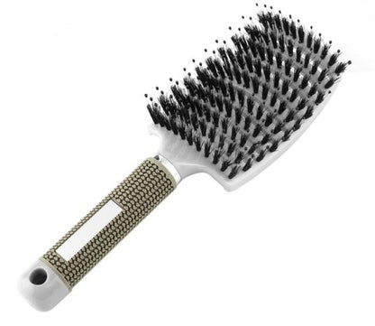Paddle Hairbrush with Boar Bristles for Smooth Frizz-Free Hair | Gentle Detangling Brush for Thick Curly Long Hair | Scalp-Friendly
